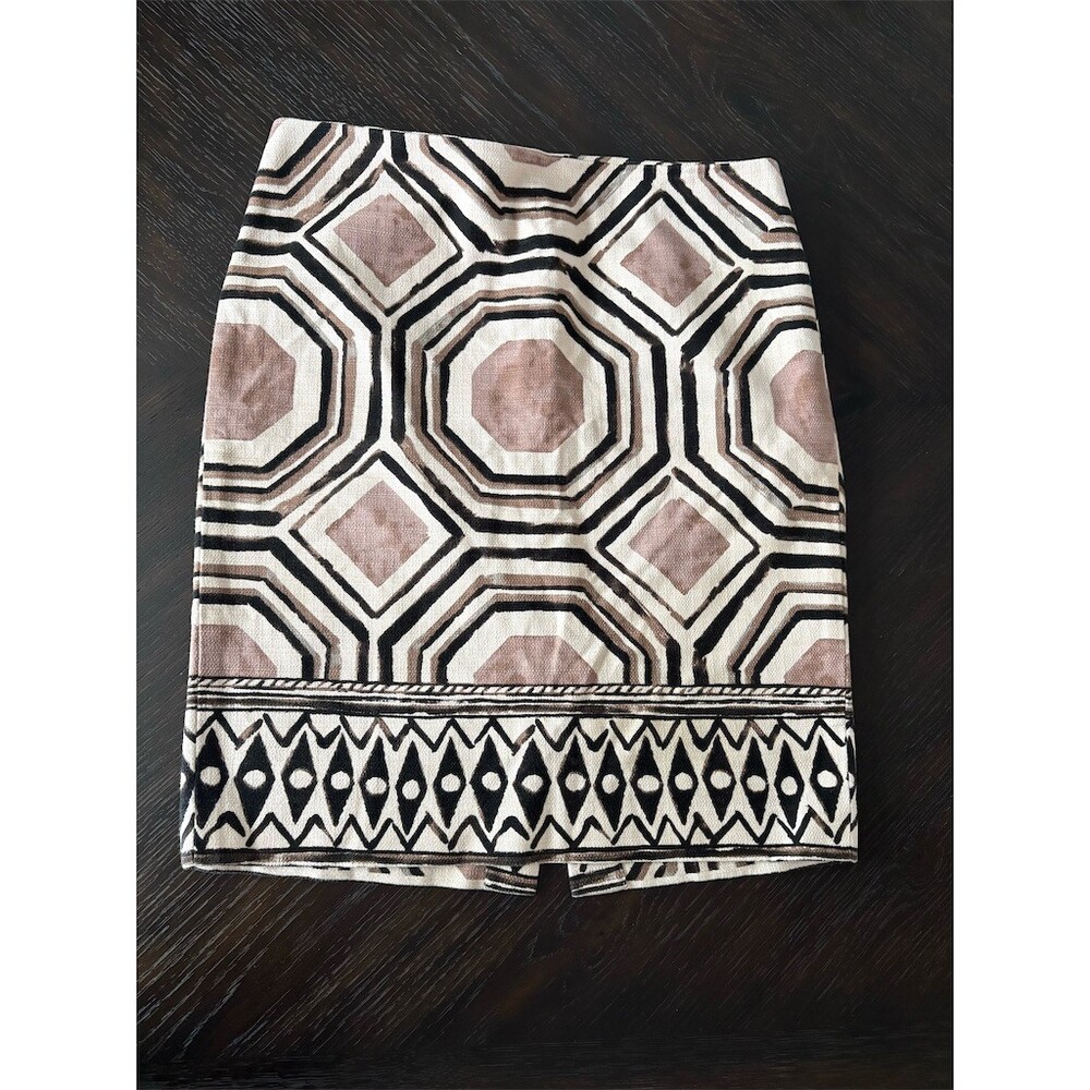 LOFT Skirt Womens Size 12 Geometric Aztec Print Pencil‎ Knee Length